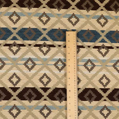 Tutti Frutti Aztec Pattern Chenille Upholstery Fabric In Brown Colour MSS-29 - Made To Measure Curtains