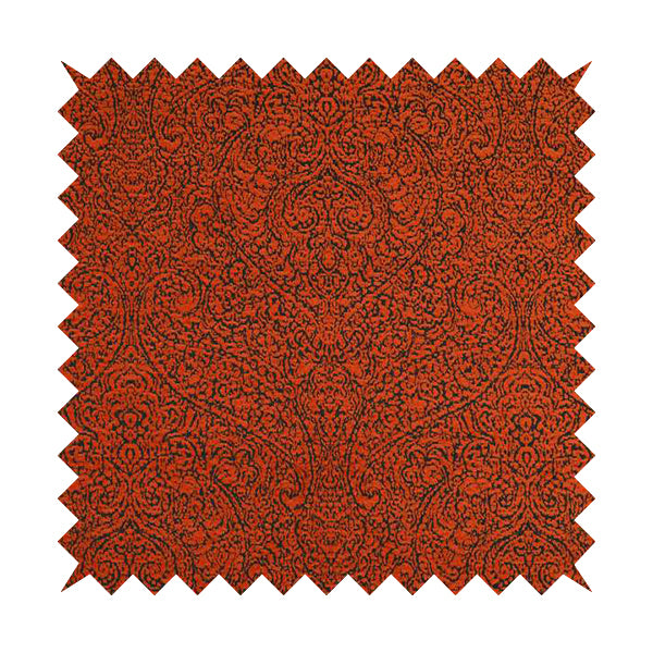 Momentum Damask Pattern Quality Soft Chenille Upholstery Fabric In Orange Colour MSS-38 - Roman Blinds