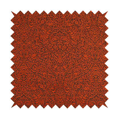 Momentum Damask Pattern Quality Soft Chenille Upholstery Fabric In Orange Colour MSS-38 - Made To Measure Curtains