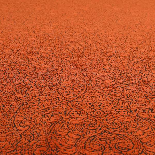 Momentum Damask Pattern Quality Soft Chenille Upholstery Fabric In Orange Colour MSS-38 - Made To Measure Curtains