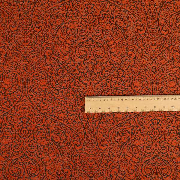 Momentum Damask Pattern Quality Soft Chenille Upholstery Fabric In Orange Colour MSS-38 - Roman Blinds