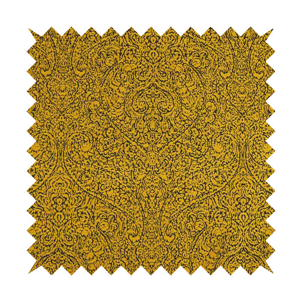 Momentum Damask Pattern Quality Soft Chenille Upholstery Fabric In Yellow Colour MSS-39 - Roman Blinds