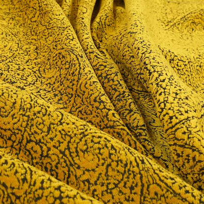 Momentum Damask Pattern Quality Soft Chenille Upholstery Fabric In Yellow Colour MSS-39 - Roman Blinds