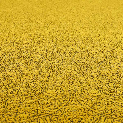 Momentum Damask Pattern Quality Soft Chenille Upholstery Fabric In Yellow Colour MSS-39 - Made To Measure Curtains