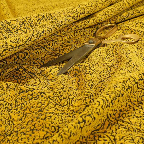 Momentum Damask Pattern Quality Soft Chenille Upholstery Fabric In Yellow Colour MSS-39 - Roman Blinds