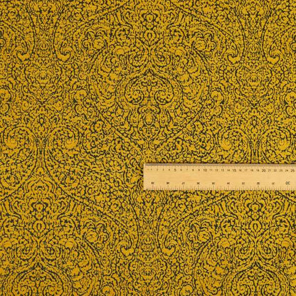 Momentum Damask Pattern Quality Soft Chenille Upholstery Fabric In Yellow Colour MSS-39 - Roman Blinds