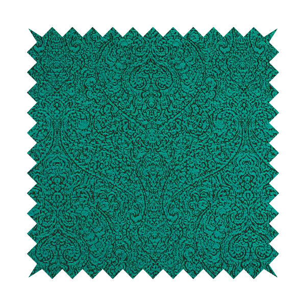 Momentum Damask Pattern Quality Soft Chenille Upholstery Fabric In Blue Teal Colour MSS-40 - Roman Blinds