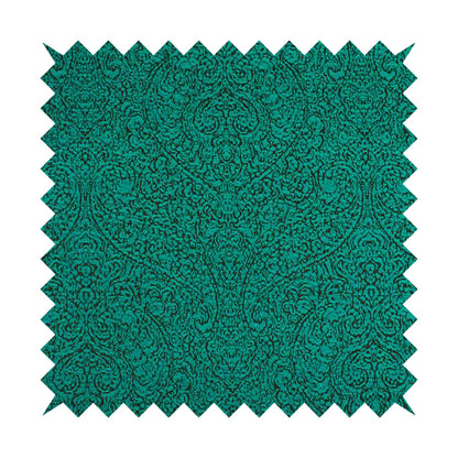 Momentum Damask Pattern Quality Soft Chenille Upholstery Fabric In Blue Teal Colour MSS-40 - Roman Blinds