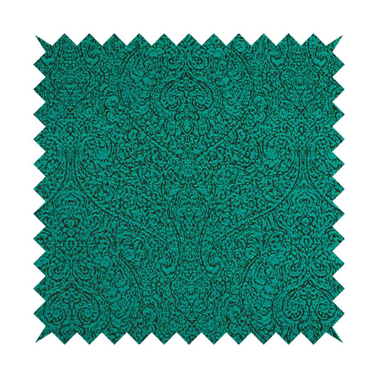 Momentum Damask Pattern Quality Soft Chenille Upholstery Fabric In Blue Teal Colour MSS-40