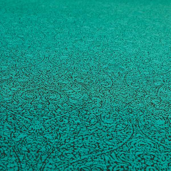 Momentum Damask Pattern Quality Soft Chenille Upholstery Fabric In Blue Teal Colour MSS-40 - Roman Blinds