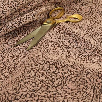 Momentum Damask Pattern Quality Soft Chenille Upholstery Fabric In Pink Colour MSS-41 - Roman Blinds