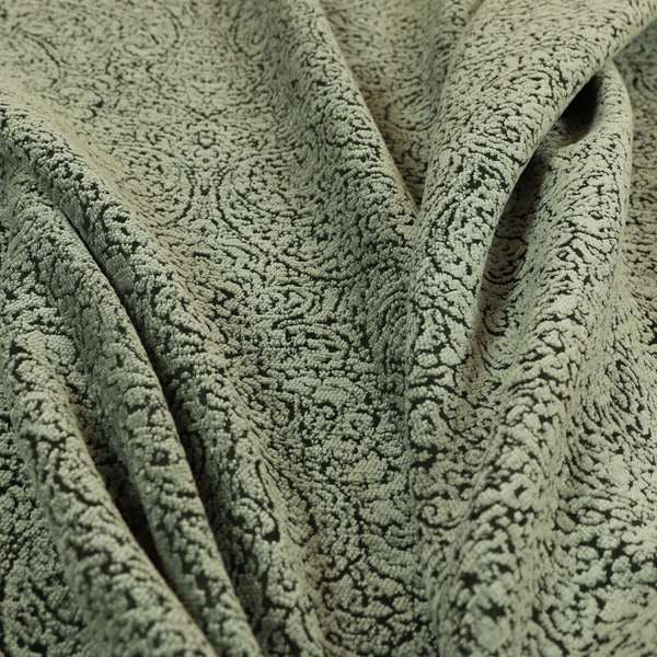 Momentum Damask Pattern Quality Soft Chenille Upholstery Fabric In Grey Colour MSS-42 - Roman Blinds