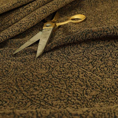 Momentum Damask Pattern Quality Soft Chenille Upholstery Fabric In Brown Colour MSS-43 - Roman Blinds