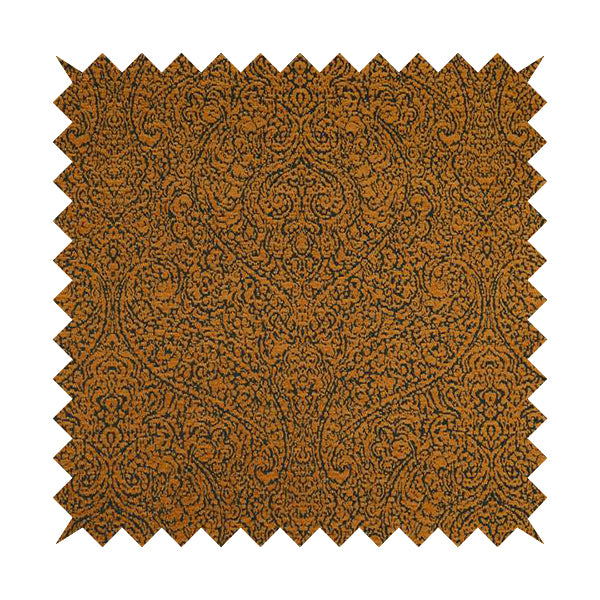 Momentum Damask Pattern Quality Soft Chenille Upholstery Fabric In Brown Honey Gold Colour MSS-44 - Made To Measure Curtains