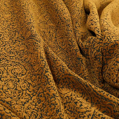 Momentum Damask Pattern Quality Soft Chenille Upholstery Fabric In Brown Honey Gold Colour MSS-44 - Made To Measure Curtains