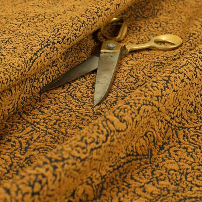 Momentum Damask Pattern Quality Soft Chenille Upholstery Fabric In Brown Honey Gold Colour MSS-44 - Made To Measure Curtains