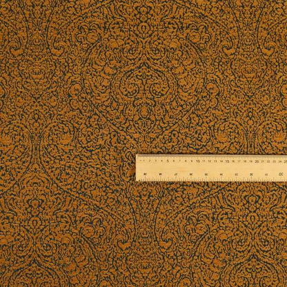 Momentum Damask Pattern Quality Soft Chenille Upholstery Fabric In Brown Honey Gold Colour MSS-44 - Roman Blinds