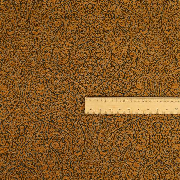 Momentum Damask Pattern Quality Soft Chenille Upholstery Fabric In Brown Honey Gold Colour MSS-44 - Made To Measure Curtains