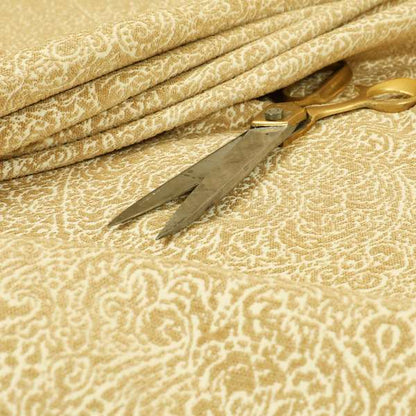 Momentum Damask Pattern Quality Soft Chenille Upholstery Fabric In Beige Colour MSS-45 - Roman Blinds