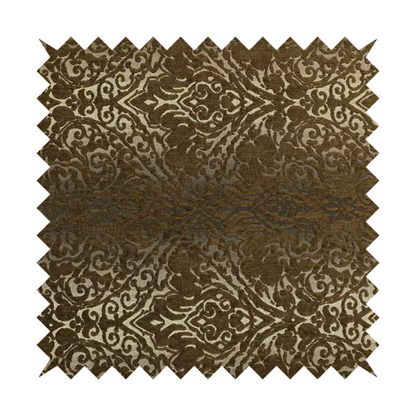 Impasto Floral Pattern Heavyweight Soft Chenille Upholstery Fabric In Brown Colour MSS-47 - Roman Blinds