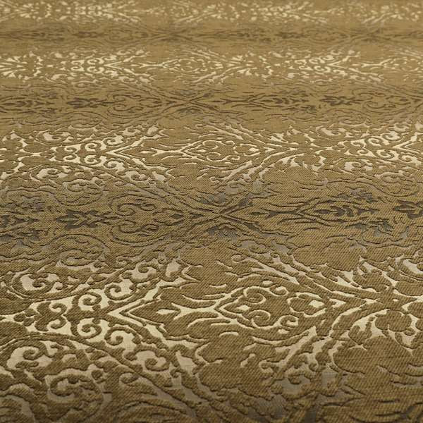 Impasto Floral Pattern Heavyweight Soft Chenille Upholstery Fabric In Brown Colour MSS-47 - Made To Measure Curtains