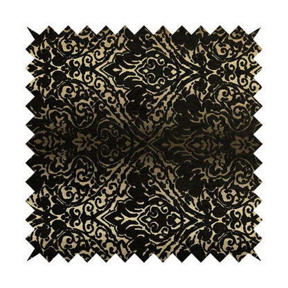 Impasto Floral Pattern Heavyweight Soft Chenille Upholstery Fabric In Black Colour MSS-49 - Made To Measure Curtains