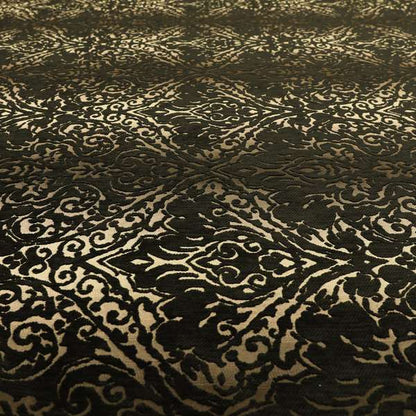 Impasto Floral Pattern Heavyweight Soft Chenille Upholstery Fabric In Black Colour MSS-49 - Roman Blinds