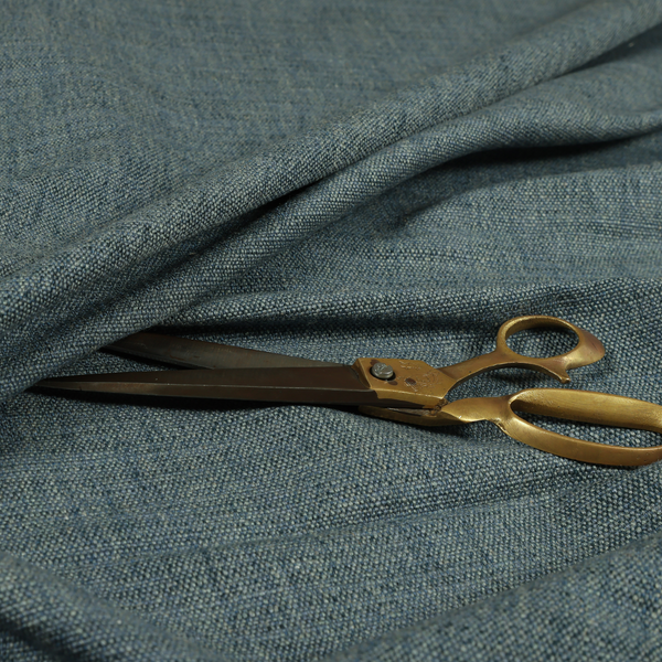Madagascar Linen Weave Furnishing Fabric In Dark Blue Colour