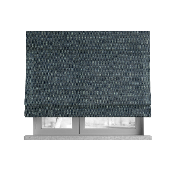 Madagascar Linen Weave Furnishing Fabric In Dark Blue Colour - Roman Blinds