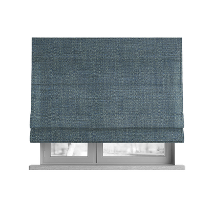 Madagascar Linen Weave Furnishing Fabric In Blue Colour - Roman Blinds