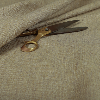 Madagascar Linen Weave Furnishing Fabric In Beige Brown Colour