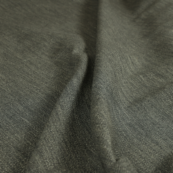Madagascar Linen Weave Furnishing Fabric In Grey Black Colour