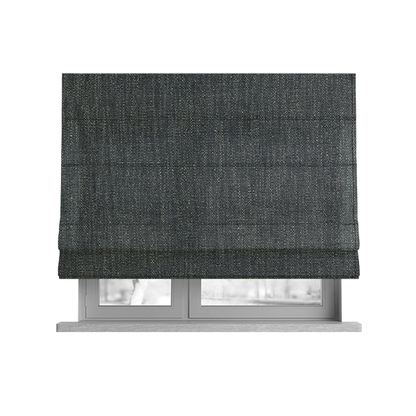 Madagascar Linen Weave Furnishing Fabric In Grey Black Colour - Roman Blinds