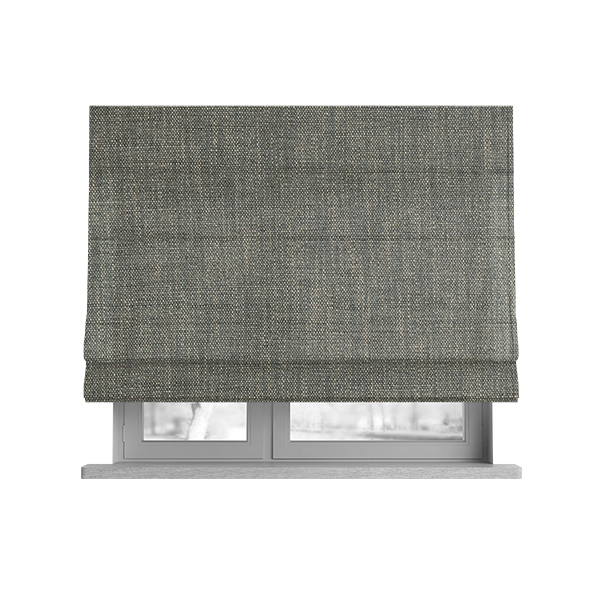 Madagascar Linen Weave Furnishing Fabric In Silver Colour - Roman Blinds