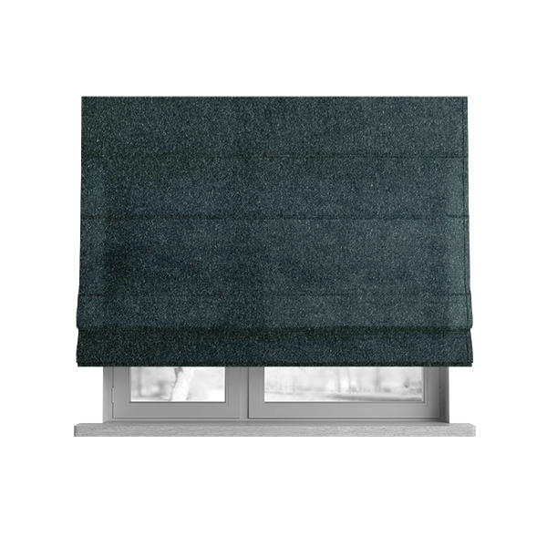 Marola Linen Velvet Soft Textured Speckled Fabric In Dark Teal Colour - Roman Blinds