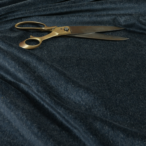 Marola Linen Velvet Soft Textured Speckled Fabric In Navy Blue Colour