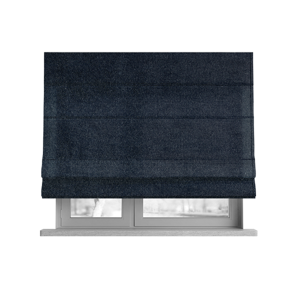 Marola Linen Velvet Soft Textured Speckled Fabric In Navy Blue Colour - Roman Blinds