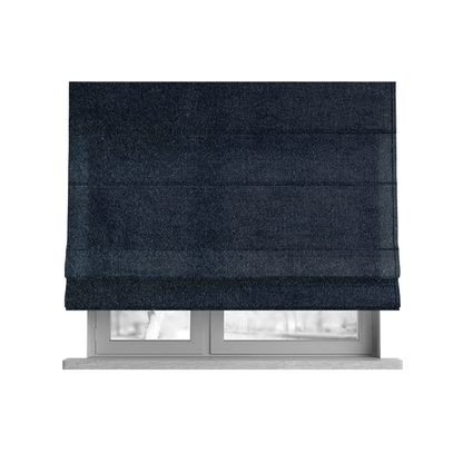 Marola Linen Velvet Soft Textured Speckled Fabric In Navy Blue Colour - Roman Blinds