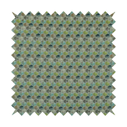 Marseille Art Deco Geometric Pattern Green Teal Blue Tones Coloured Upholstery Fabrics - Handmade Cushions