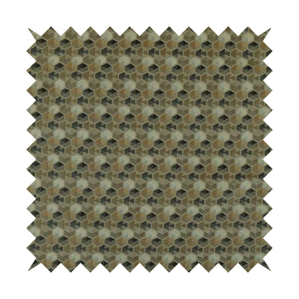 Marseille Art Deco Geometric Pattern Brown Black Grey White Tones Coloured Upholstery Fabrics