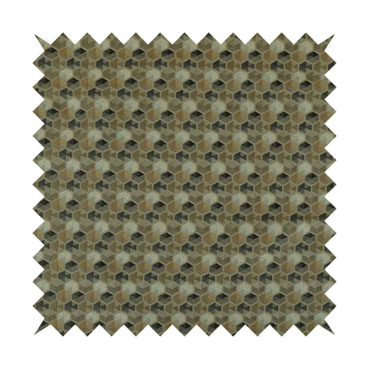 Marseille Art Deco Geometric Pattern Brown Black Grey White Tones Coloured Upholstery Fabrics