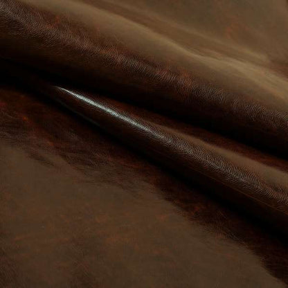 Matara Pull Up Effect Faux Leather Vinyl In Brown Colour Upholstery Fabric