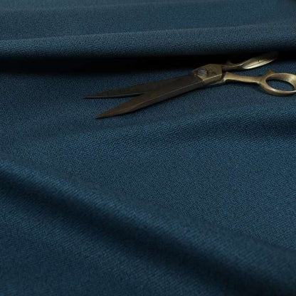 Mehari Linen Effect Flat Weave Semi Plain Upholstery Fabric In Navy Denim Blue Colour - Made To Measure Curtains