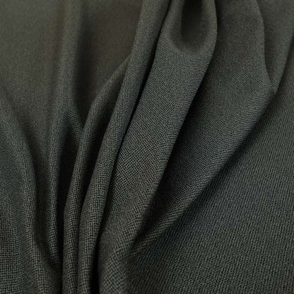Mehari Linen Effect Flat Weave Semi Plain Upholstery Fabric In Black Grey Colour