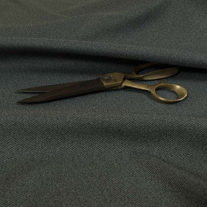 Mehari Linen Effect Flat Weave Semi Plain Upholstery Fabric In Black Grey Colour