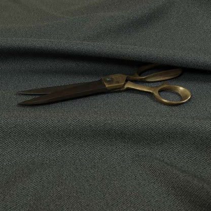 Mehari Linen Effect Flat Weave Semi Plain Upholstery Fabric In Black Grey Colour - Made To Measure Curtains