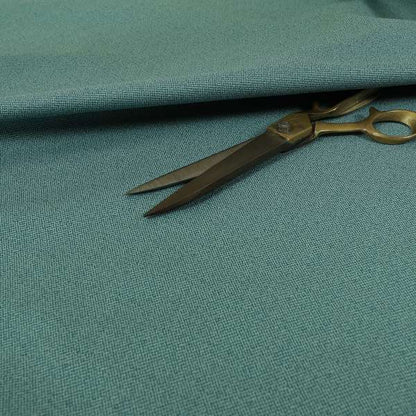 Mehari Linen Effect Flat Weave Semi Plain Upholstery Fabric In Teal Blue Colour - Roman Blinds