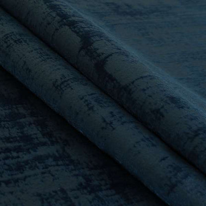 Milan Semi Plain Abstract Soft Velvet Upholstery Furnishing Fabric In Navy Blue - Made To Measure Curtains