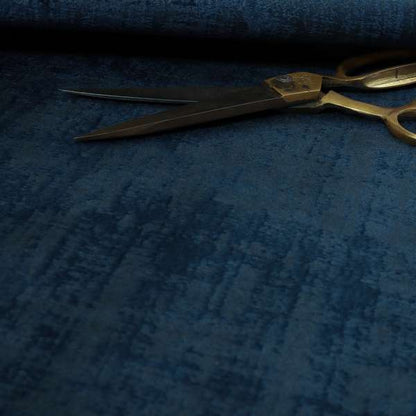 Milan Semi Plain Abstract Soft Velvet Upholstery Furnishing Fabric In Navy Blue - Made To Measure Curtains