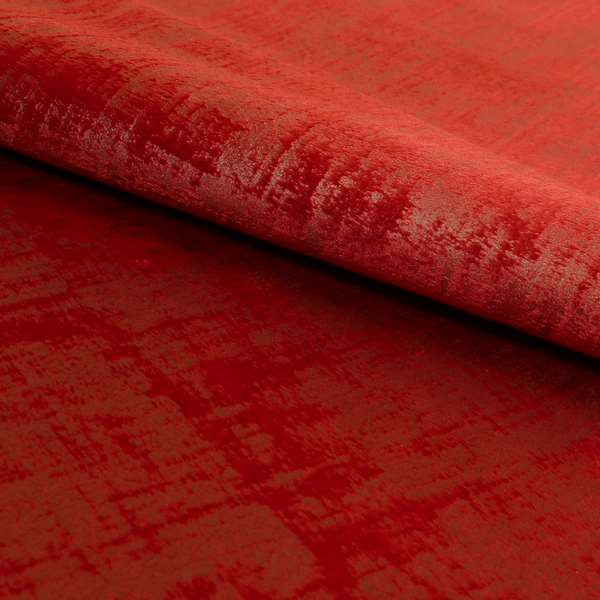 Milan Semi Plain Abstract Soft Velvet Upholstery Furnishing Fabric In Red - Made To Measure Curtains